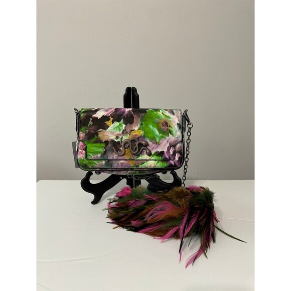 SHARIF ORIGINAL LACQUERED LEATHER SNAKES AND FEATHERS CROSSBODY NEW VERY RARE - Picture 1 of 11